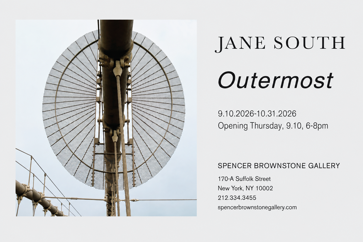 Jane South: Outermost, September 10 through October 31, 2026